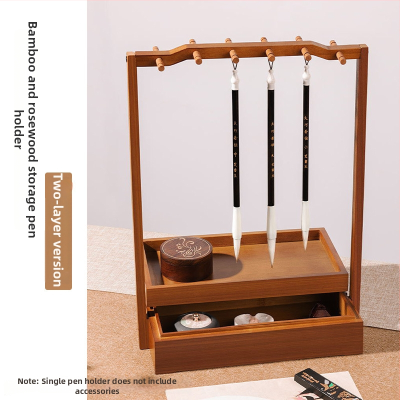 Suport pentru pensule de caligrafie - corp din plastic, model: suport din lemn pentru pensule; fără logo imprimat; fără personalizare; nu este importat