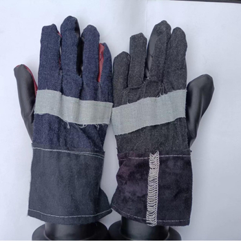 Σύντομες δερμάτινες γάντες συγκόλλησης με φλοράλ υφή δέρματος, ανθεκτικές στη φθορά, αντοχή σε υψηλές θερμοκρασίες, προστασία χεριών