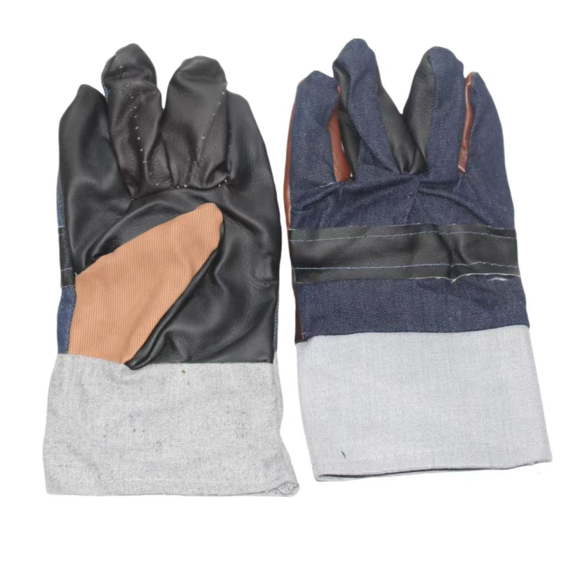 Σύντομες δερμάτινες γάντες συγκόλλησης με φλοράλ υφή δέρματος, ανθεκτικές στη φθορά, αντοχή σε υψηλές θερμοκρασίες, προστασία χεριών