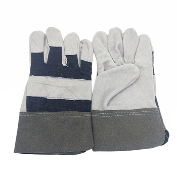 Γάντια συγκόλλησης από διπλό δέρμα βοοειδών, πλήρης παλάμη, μανσέτα από τζιν, ανθεκτικά στη θερμότητα για συγκόλληση και μηχανική επεξεργασία