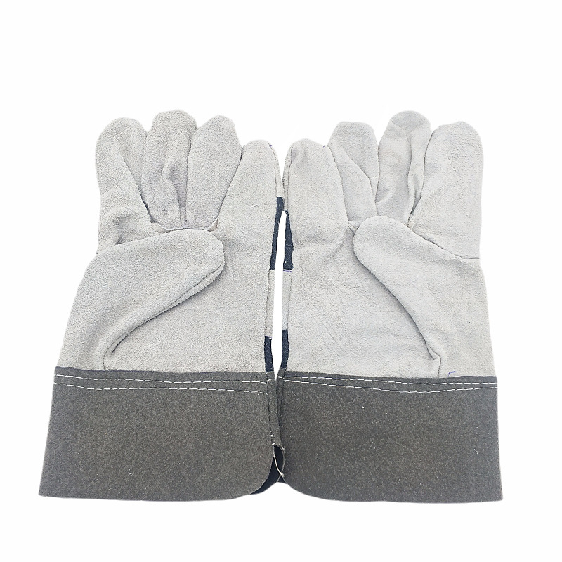 Γάντια συγκόλλησης από διπλό δέρμα βοοειδών, πλήρης παλάμη, μανσέτα από τζιν, ανθεκτικά στη θερμότητα για συγκόλληση και μηχανική επεξεργασία