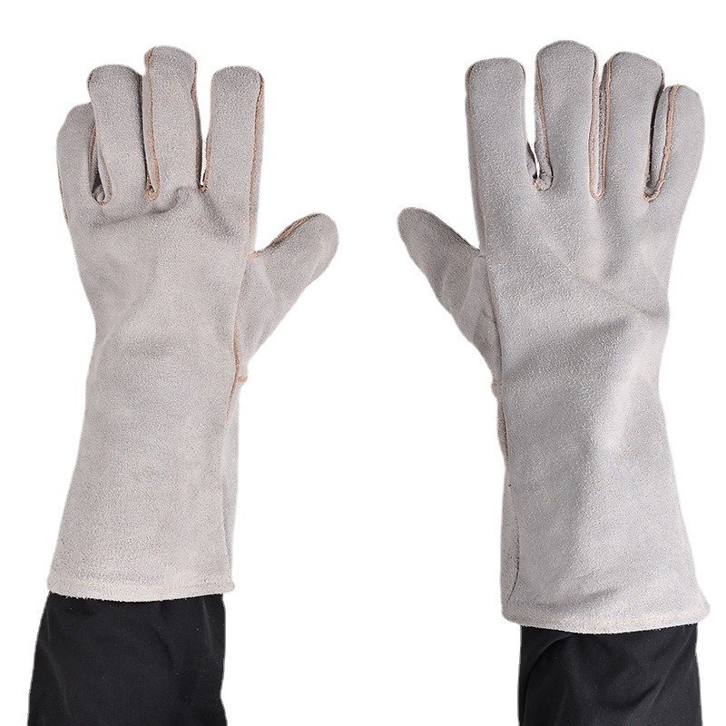 Mănuși de sudură Jin Cheng, din piele de vită, manșetă lungă, izolație termică