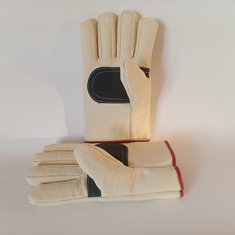 Mănuși de sudură cu palmă din piele și spate din pânză, dublu strat, căptuțe complet, pentru căi ferate, minerit și industrie petrolieră