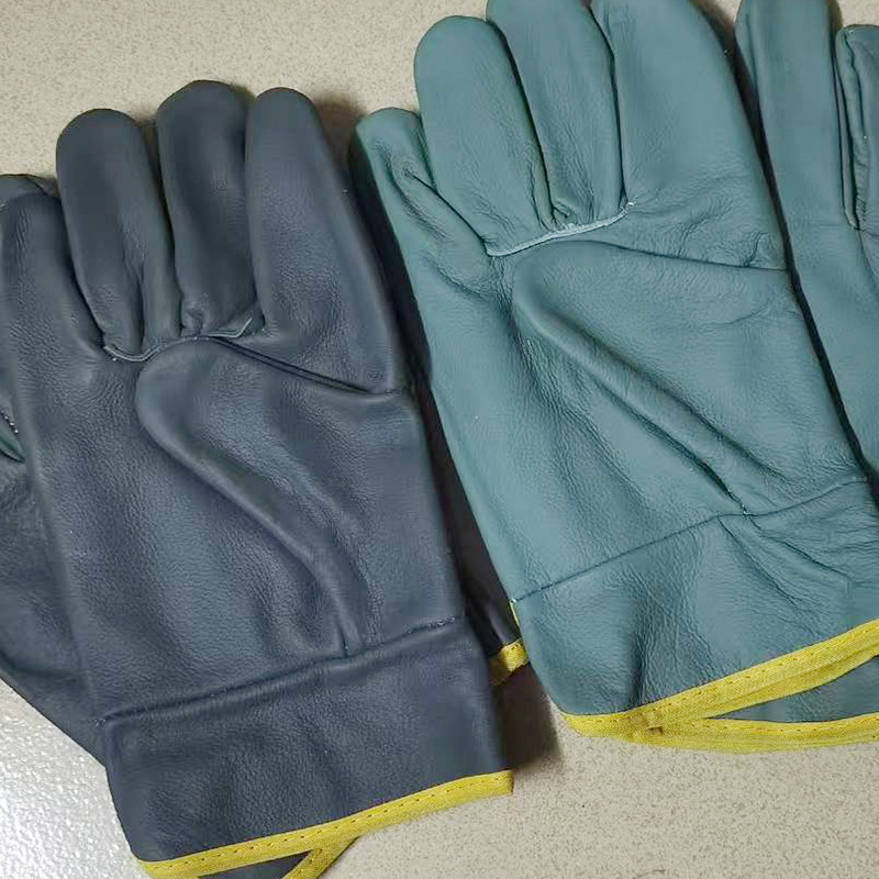 Γάντια συγκόλλησης από δέρμα βοδινού πρώτης στρώσης, ανθεκτικά στη φθορά, αντίσταση σε καψίματα, αντιολισθητικά, κοντό μανσέ