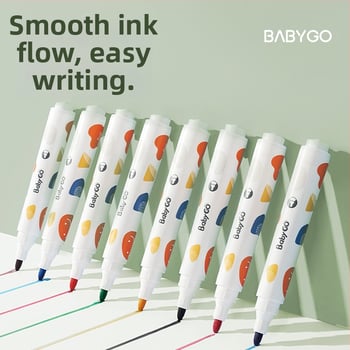 BabyGo παιδικό σετ μαρκαδόρων για λευκό πίνακα και ακουαρέλες, 8 τεμάχια, σε κουτί, με εκτυπωμένο λογότυπο