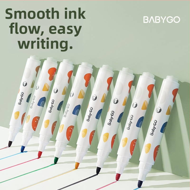 BabyGo παιδικό σετ μαρκαδόρων για λευκό πίνακα και ακουαρέλες, 8 τεμάχια, σε κουτί, με εκτυπωμένο λογότυπο