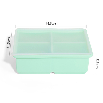 Formă pentru cuburi de gheață din silicon alimentar, 4 cavități, cu capac, pentru acasă, DIY, congelare rapidă și demoldare ușoară