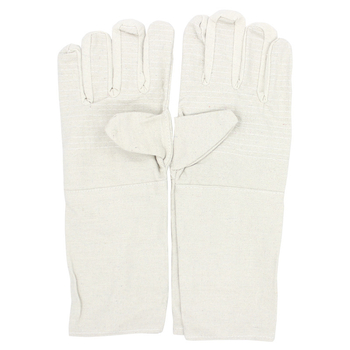 Rukavice na zváranie z plátna, predĺžené, dvojité vrstvy, protišmykové a odolné voči opotrebeniu, určené pre zváranie