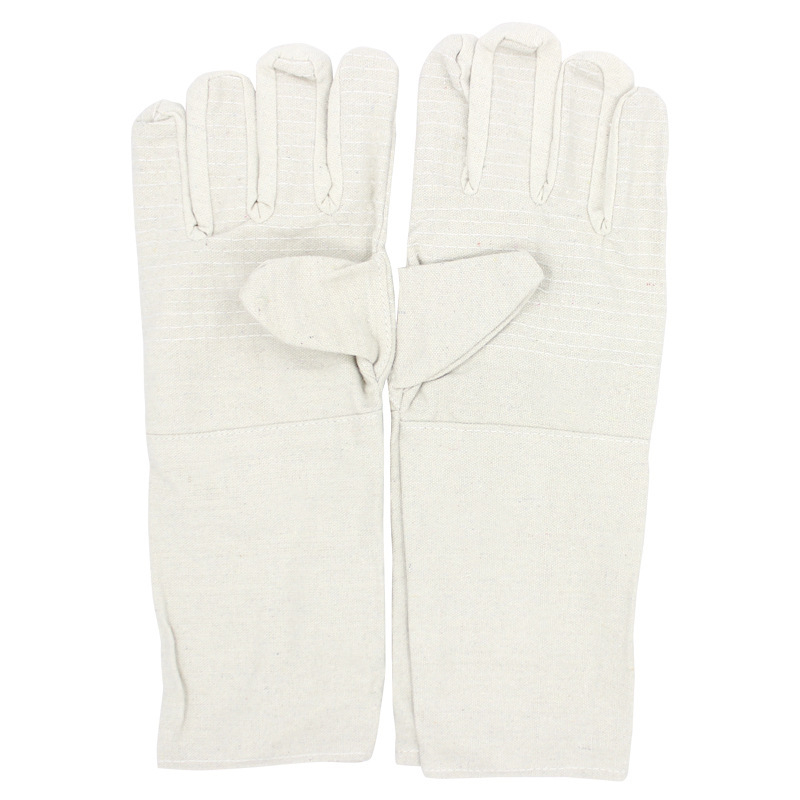 Rukavice na zváranie z plátna, predĺžené, dvojité vrstvy, protišmykové a odolné voči opotrebeniu, určené pre zváranie