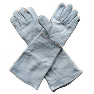 Mănuși de sudură din piele de vacă, dublu strat, rezistente la temperaturi ridicate, lungime 50 cm, model JLJ-006
