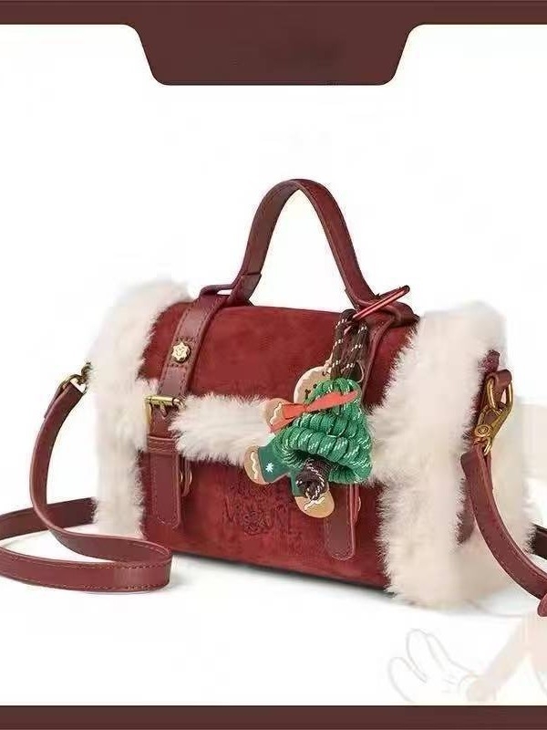 Božićna torba od baršuna, retro pliš, crossbody, elegantna, 2025 model