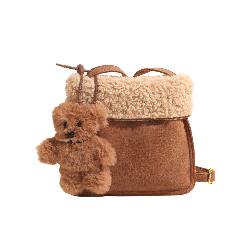 Korejskog stila velur crossbody torba, vertikalnog kvadratnog oblika, magnetno zatvaranje, pogodna za svakodnevnu upotrebu