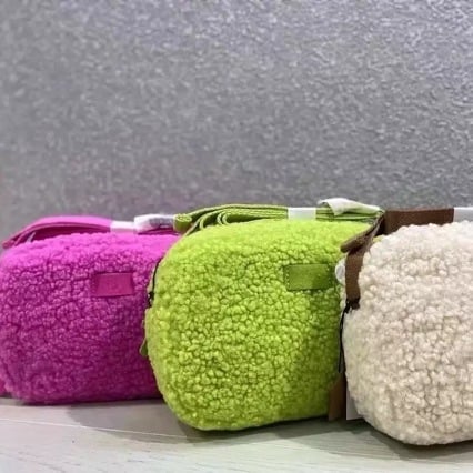 Чанта през рамо от плюш за дами, квадратна форма, цип, джоб за телефон, стил градска простота