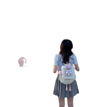 Stella зайче плюшена плетена раница за момичета — свеж и сладък стил, материя: плюш, дизайн: тъкана раница, ежедневие, пролет 2025