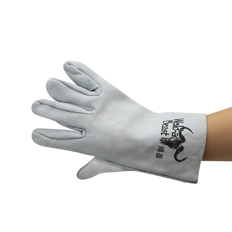 Mănuși de sudură din piele de vită, manșetă scurtă, rezistență la uzură, temperaturi înalte, respirabile