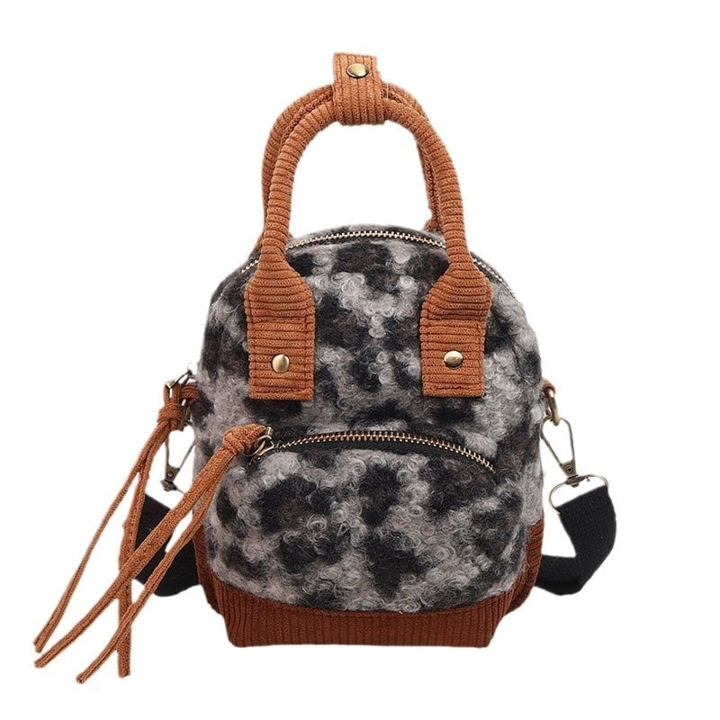 Кросбоди чанта от вълнен плат, вертикална квадратна форма, цип за закопчаване, полиестрова подплата, джоб за мобилен телефон