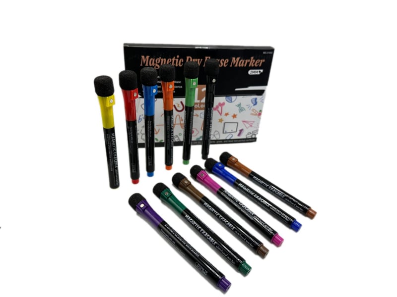 Μαρκαδόρος λευκής πλάκας με βάση το νερό, σβήνεται, μαγνητικός, για παιδιά, λεπτό άκρο 1.5-2 mm, με βούρτσα, πλαστικό περίβλημα, μοντέλο G208B, για γραφή και διδασκαλία