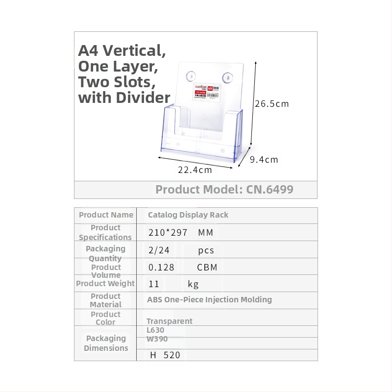 Kaboss akrylový stolný stojan na zobrazenie - viacvrstvový stojan pre katalógy a letáky