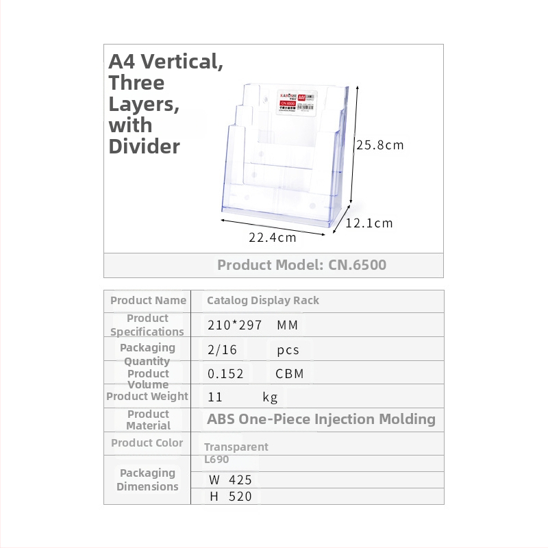 Kaboss akrylový stolný stojan na zobrazenie - viacvrstvový stojan pre katalógy a letáky