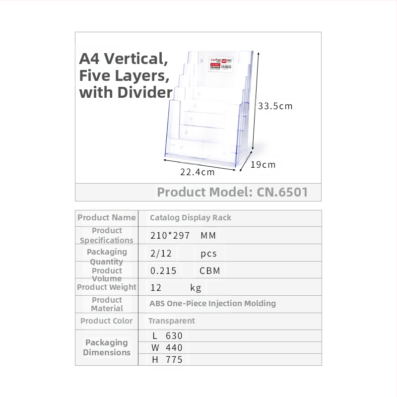 Kaboss akrylový stolný stojan na zobrazenie - viacvrstvový stojan pre katalógy a letáky