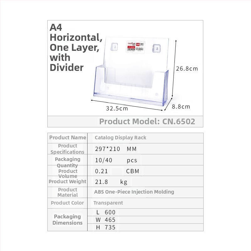 Kaboss akrylový stolný stojan na zobrazenie - viacvrstvový stojan pre katalógy a letáky