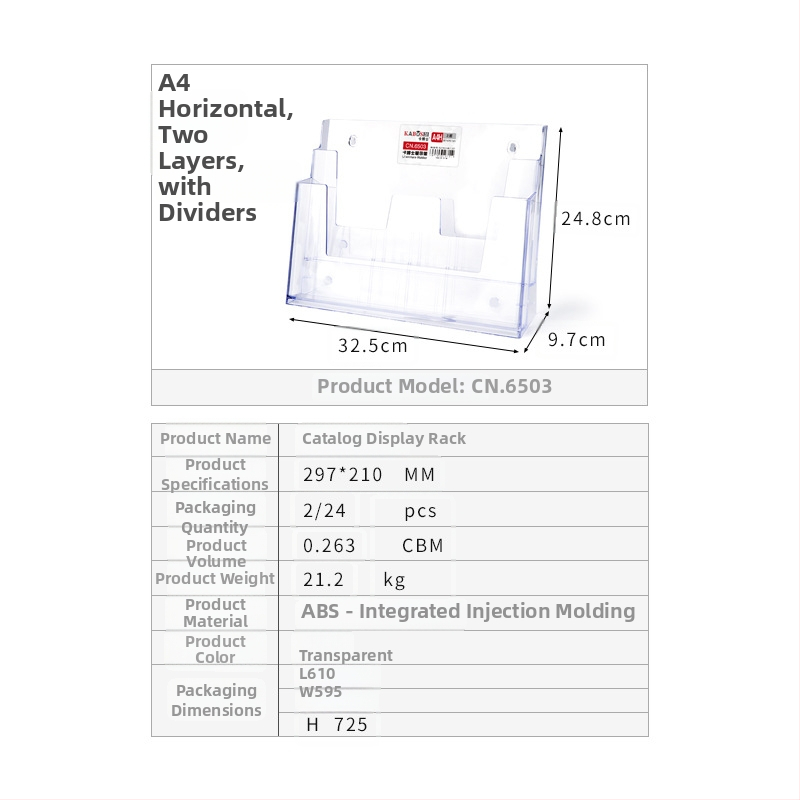 Kaboss akrylový stolný stojan na zobrazenie - viacvrstvový stojan pre katalógy a letáky