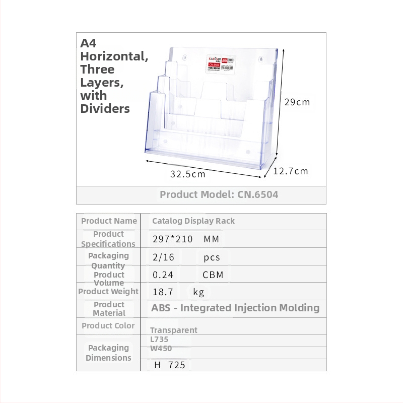 Kaboss akrylový stolný stojan na zobrazenie - viacvrstvový stojan pre katalógy a letáky