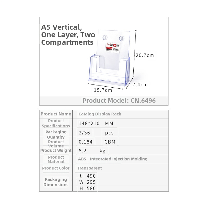 Kaboss akrylový stolný stojan na zobrazenie - viacvrstvový stojan pre katalógy a letáky