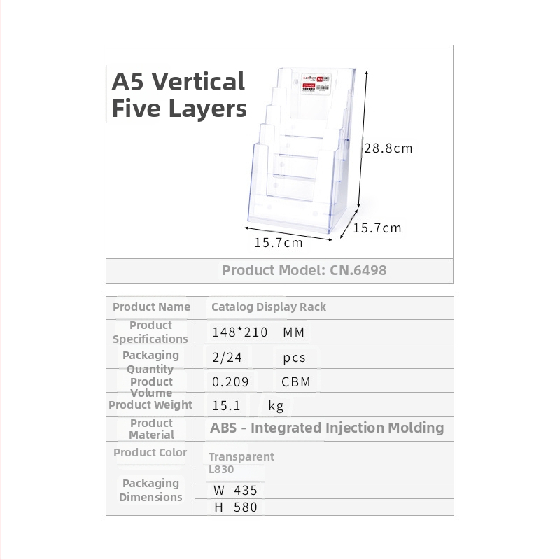 Kaboss akrylový stolný stojan na zobrazenie - viacvrstvový stojan pre katalógy a letáky