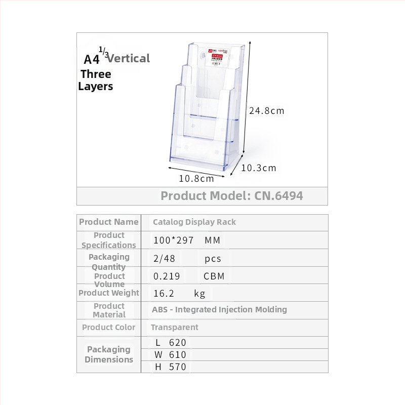 Kaboss akrylový stolný stojan na zobrazenie - viacvrstvový stojan pre katalógy a letáky