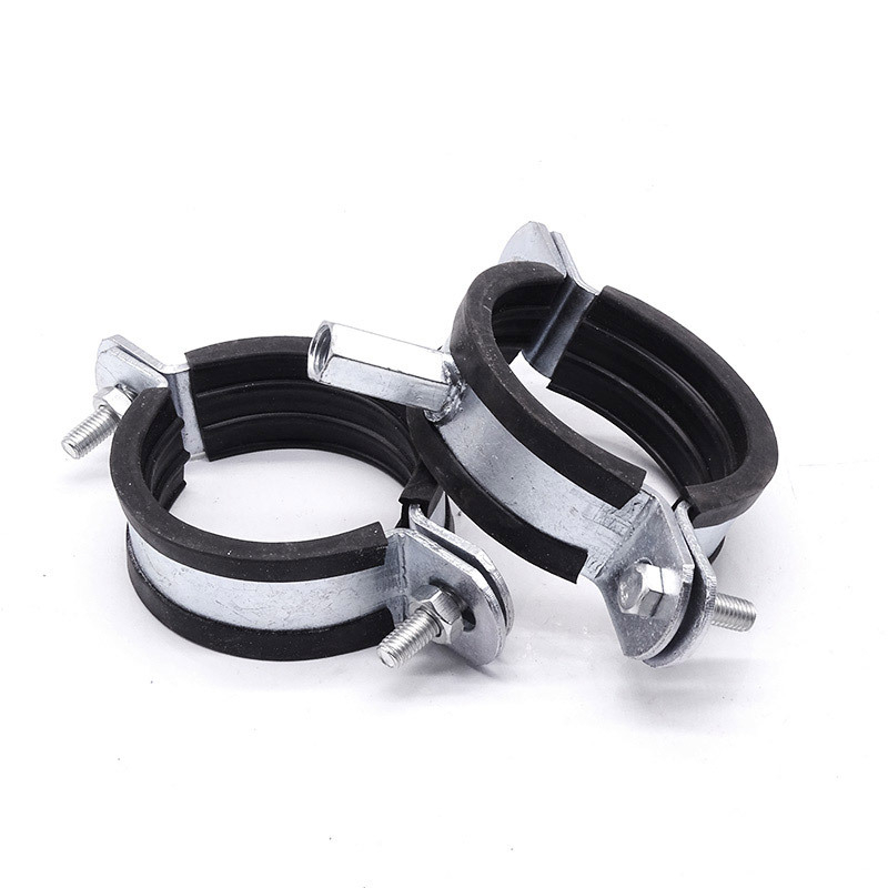 Colier de țevi robust cu garnitură din cauciuc pentru conducte de drenaj, suport metalic cu filet