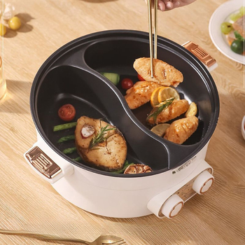 Πολυλειτουργική ηλεκτρική κατσαρόλα – τηγάνισμα, ατμό και μαγείρεμα, ισχύς κάτω από 800 W, σώμα από γυαλί borosilicate υψηλής αντοχής, εσωτερικός κάδος από πορσελάνινο κρύσταλλο, κατάλληλη για 3–4 άτομα