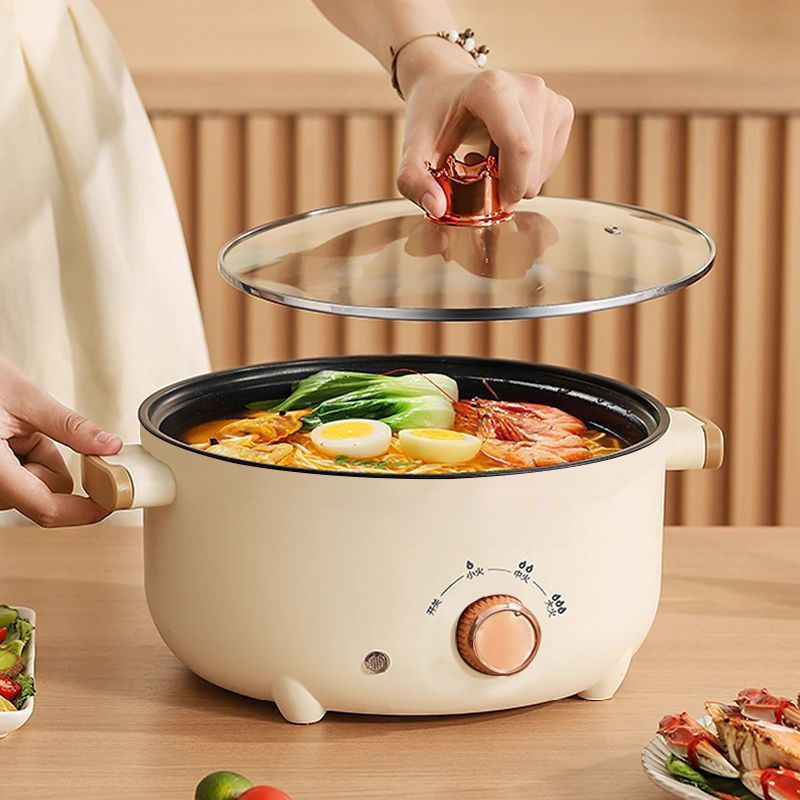 Πολυλειτουργική ηλεκτρική κατσαρόλα – τηγάνισμα, ατμό και μαγείρεμα, ισχύς κάτω από 800 W, σώμα από γυαλί borosilicate υψηλής αντοχής, εσωτερικός κάδος από πορσελάνινο κρύσταλλο, κατάλληλη για 3–4 άτομα