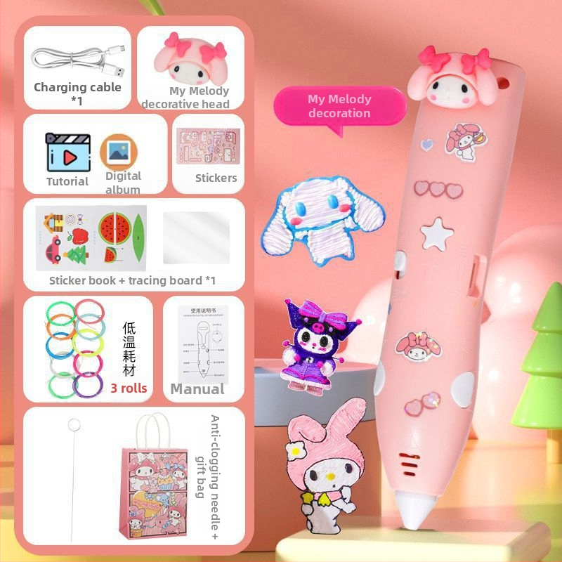 Detská 3D tlačová ceruzka s nízkou teplotou a štetkovým hrotom