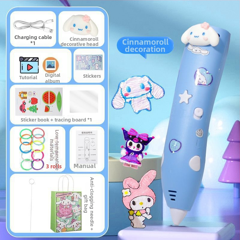 Detská 3D tlačová ceruzka s nízkou teplotou a štetkovým hrotom