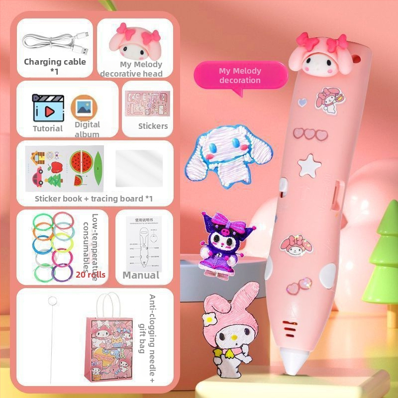 Detská 3D tlačová ceruzka s nízkou teplotou a štetkovým hrotom