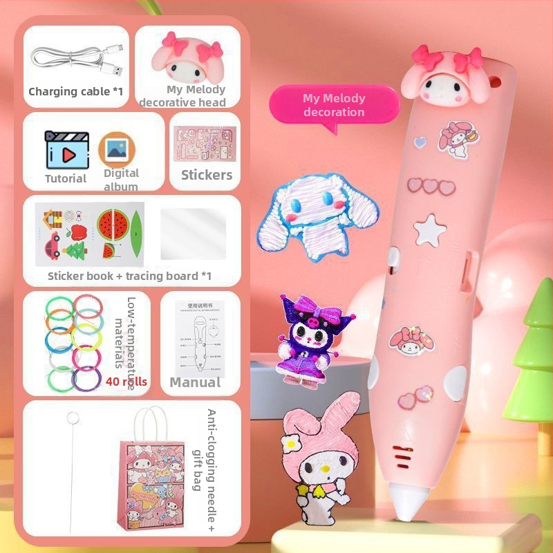 Detská 3D tlačová ceruzka s nízkou teplotou a štetkovým hrotom