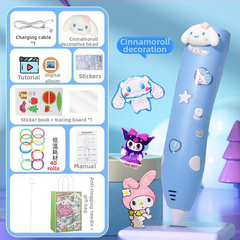 Detská 3D tlačová ceruzka s nízkou teplotou a štetkovým hrotom