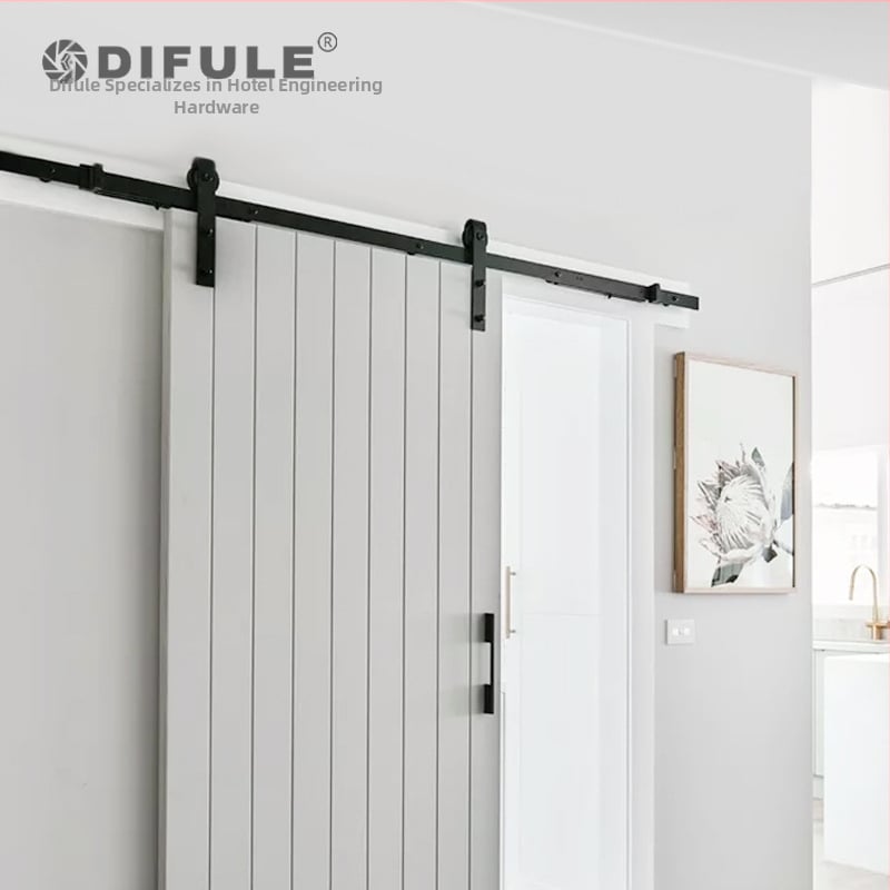 DIFULE Komplet hardvera za barn door DFL-GC001: šina za klizanje, kolutovi, dvostrani amortizer, nosivost 150 kg