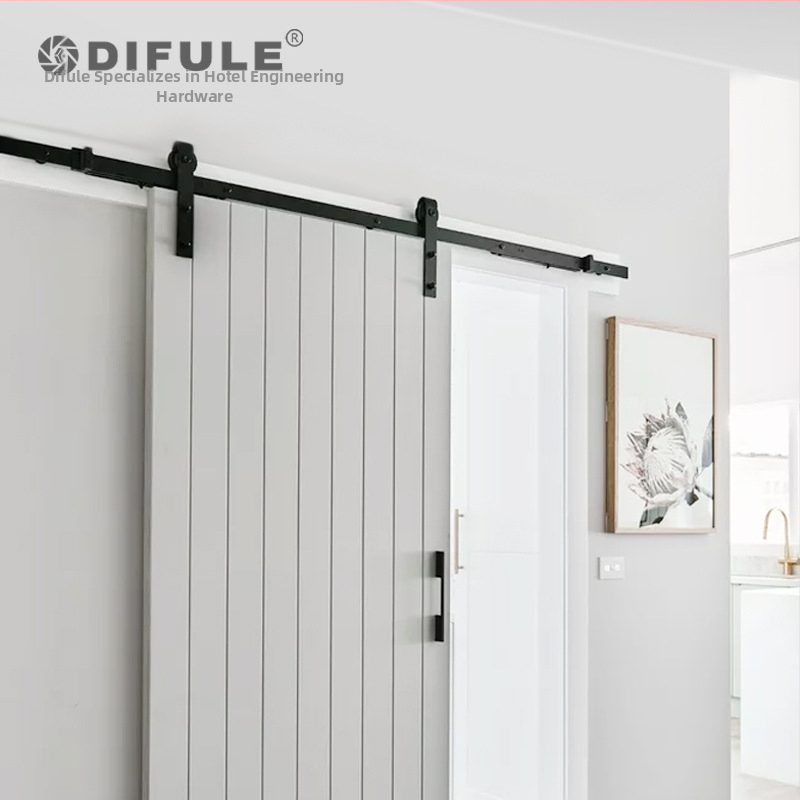 DIFULE Komplet hardvera za barn door DFL-GC001: šina za klizanje, kolutovi, dvostrani amortizer, nosivost 150 kg