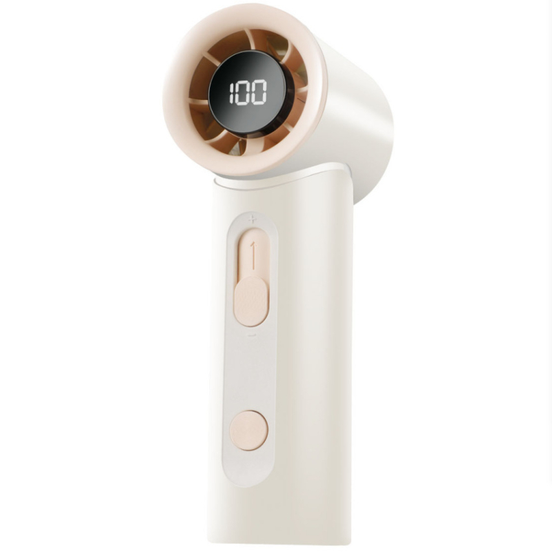 Mini USB ručni ventilator s digitalnim prikazom, džepni za vanjsku upotrebu, 5 lopatica, 100-stupnjeva regulacije brzine, visoka brzina