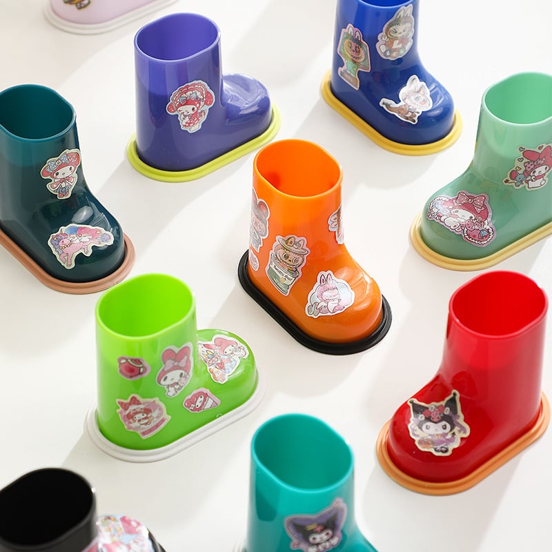 Настолен органайзер за четки за грим и моливи – ABS материал, кръгла форма, модел Small Boot, с лого