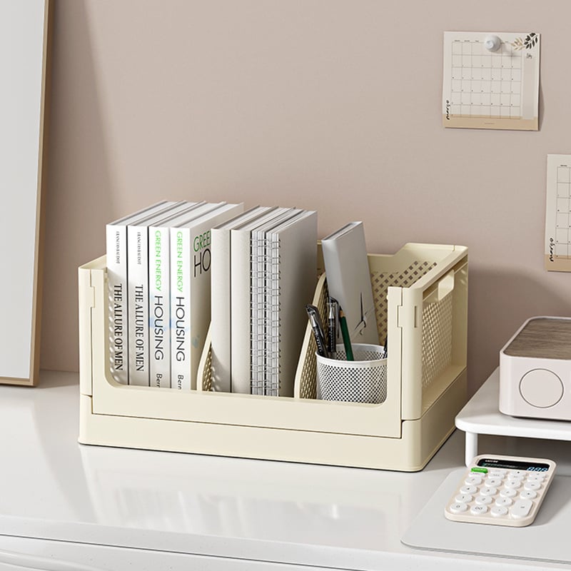 Сгъваема пластмасова кошница за съхранение — минималистичен Ins-стил настолен организатор за канцеларски материали, PP материал