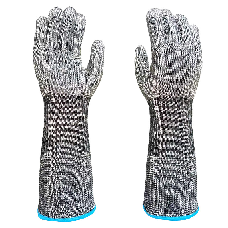 Rukavice otporne na porezanje razine 9, model DD-706B, produžene čelične žice, ambidextralne, za lov ribe, rezanje mesa i klanje