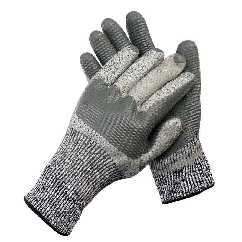 5-ös vágásbiztos kesztyű filmmintás felület, csúszásmentes gumi markolat és kopásálló kivitel építőgépek kezelésére
