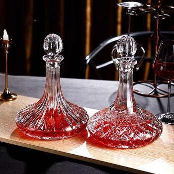 Dekanter za vino s poklopcem - Kristalno staklo, Crott, 1000 ml+, lagan luksuz retro stil