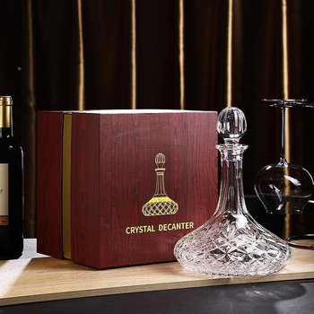 Dekanter za vino s poklopcem - Kristalno staklo, Crott, 1000 ml+, lagan luksuz retro stil