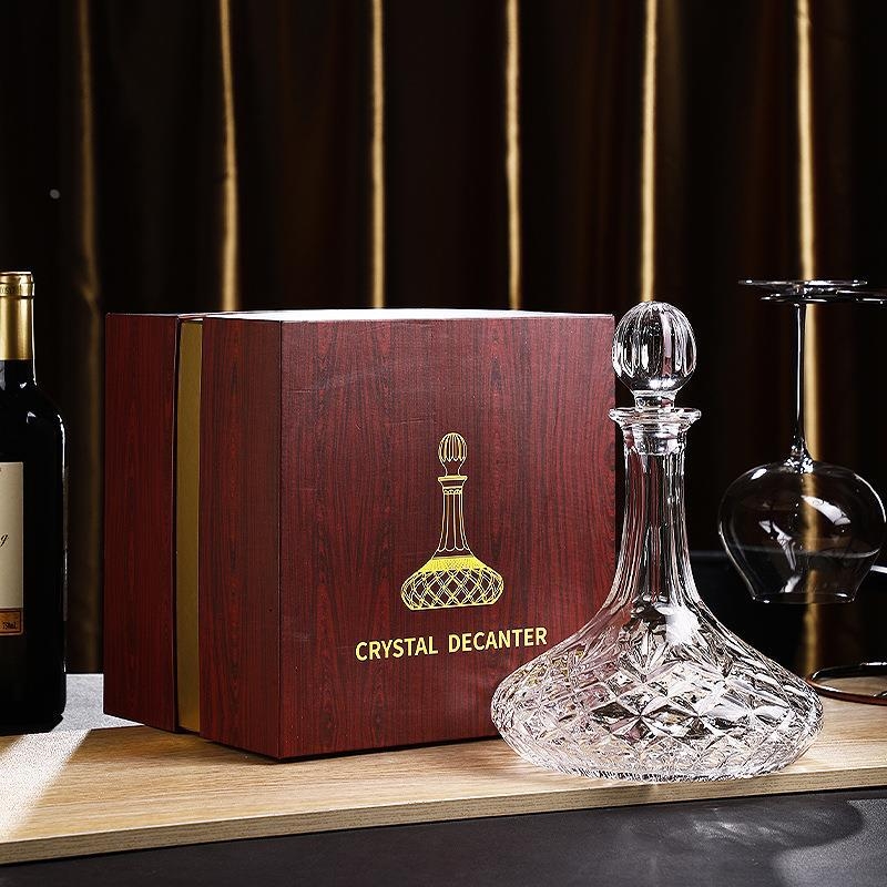 Dekanter za vino s poklopcem - Kristalno staklo, Crott, 1000 ml+, lagan luksuz retro stil