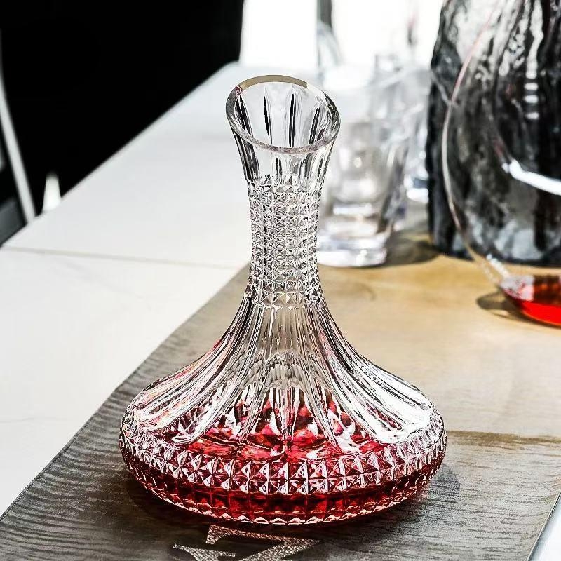 Dekanter za vino s poklopcem - Kristalno staklo, Crott, 1000 ml+, lagan luksuz retro stil