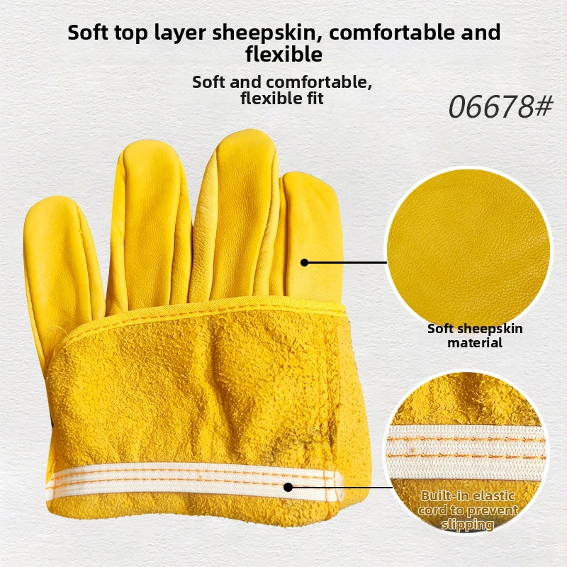 Rukavice na zváranie z ovčej kože s tepelnou izoláciou a ochranou proti popáleninám, pre zváranie, brúsenie a rezanie